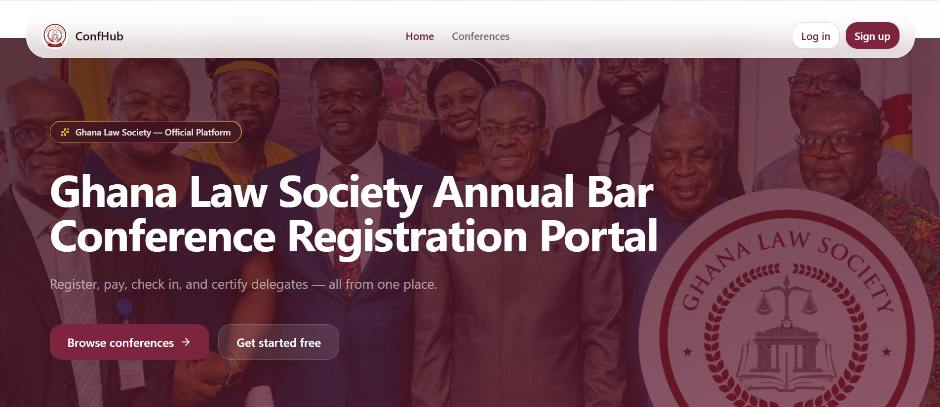 ConfHub annual bar conference registration portal.
